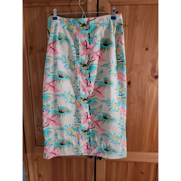 Hawaiian print long wrap skirt  12 tropical floral print 100% cotton AMI - Picture 5 of 5